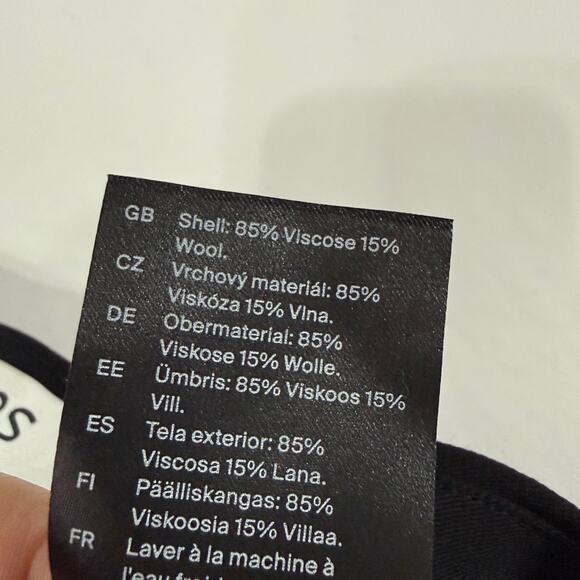 COS Womens Wide Leg Wool Blend Trouser Pants Cropped Pleated US14 Black - Picture 6 of 10